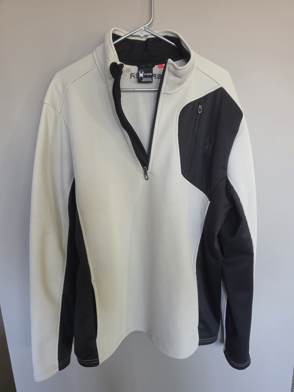 Spyder Men’s Half-Zip Ski Pullover - White & Black
